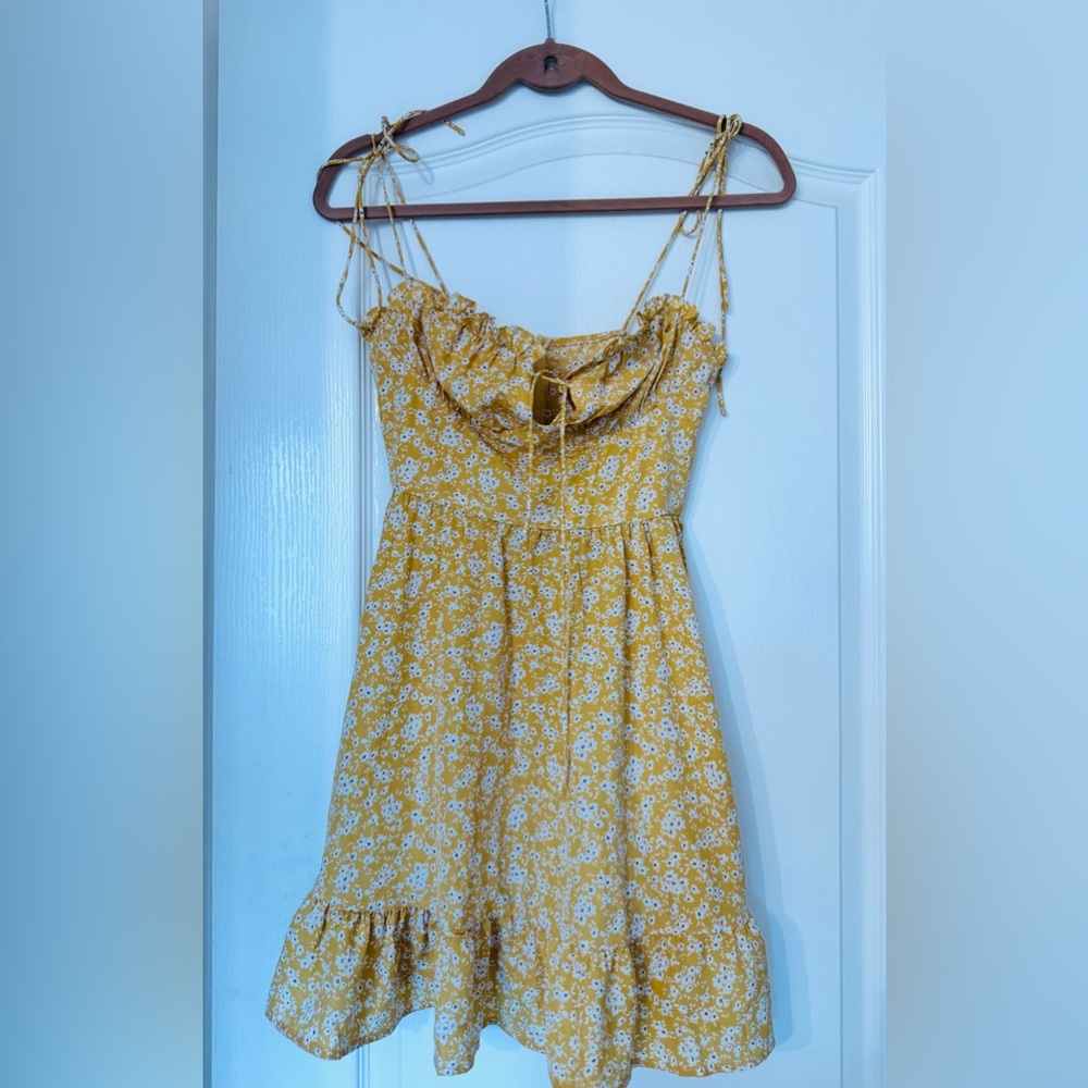 SHEIN Yellow Floral Mini Dress